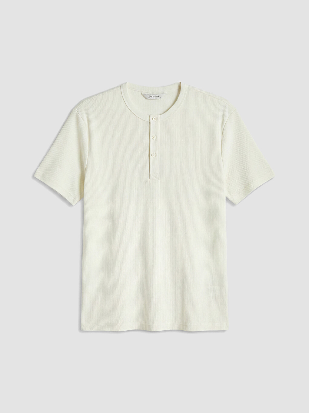 Ekru Henley Yaka Regular Fit Erkek Tişört