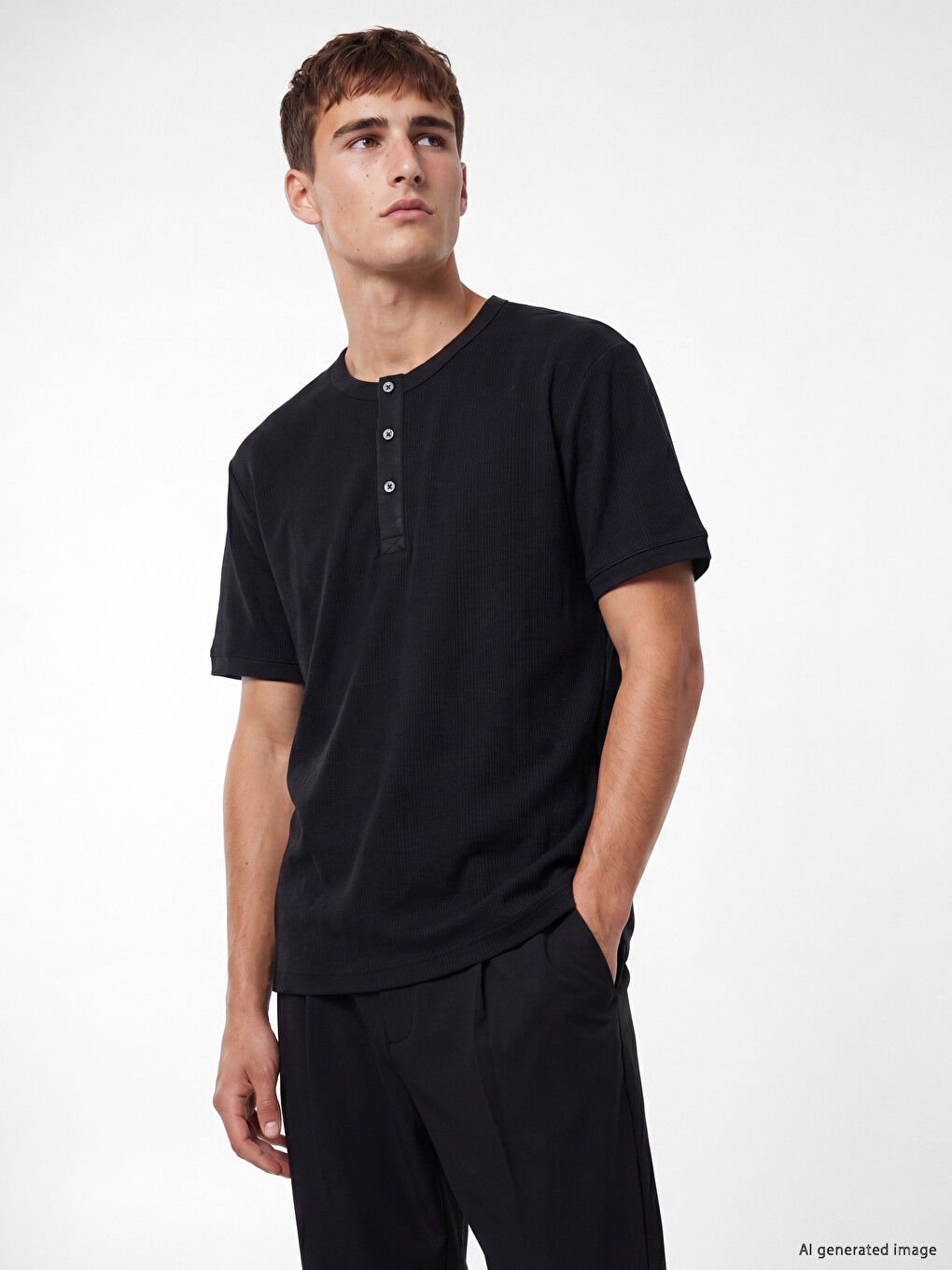 Henley Neck Regular Fit Men's T-shirt