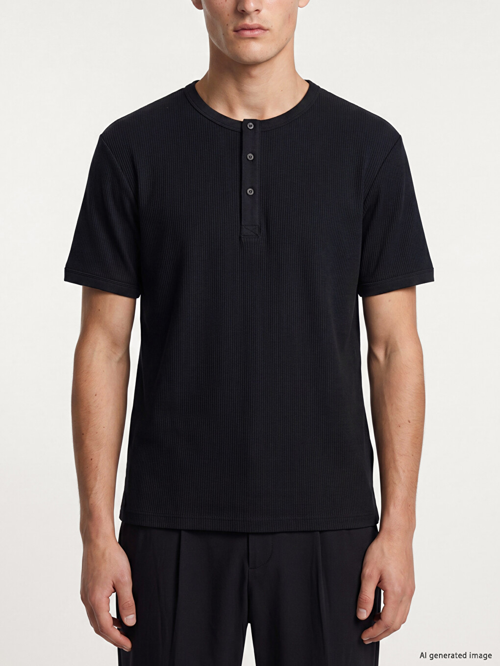 Henley Neck Regular Fit Men's T-shirt-2