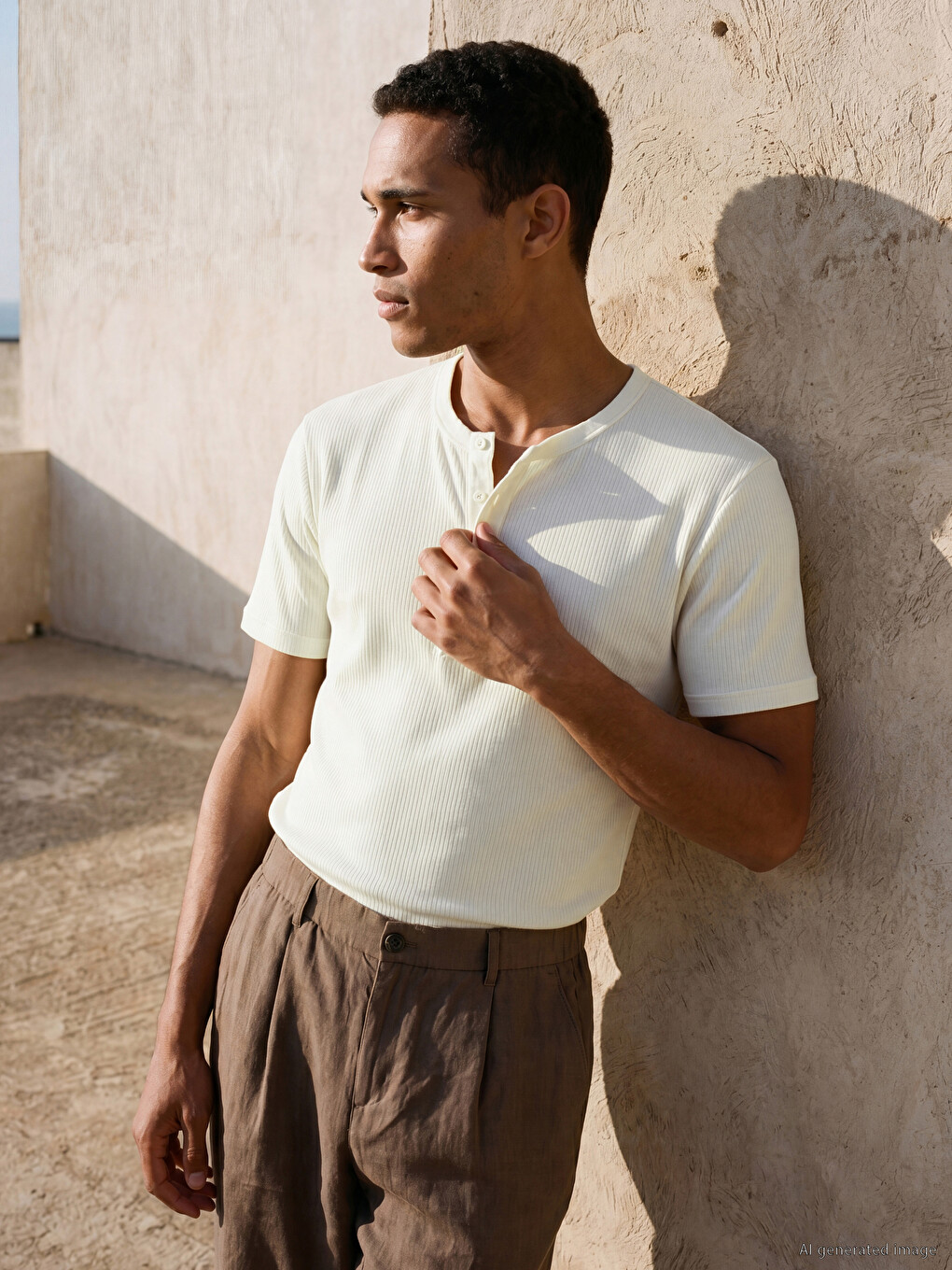 Henley Neck Regular Fit Men's T-shirt