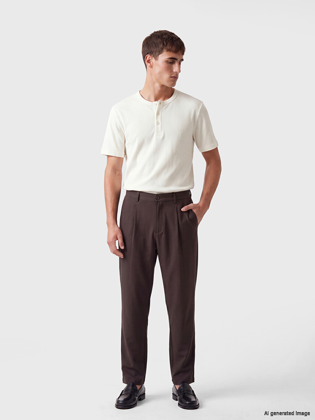 Henley Neck Regular Fit Men's T-Shirt-1