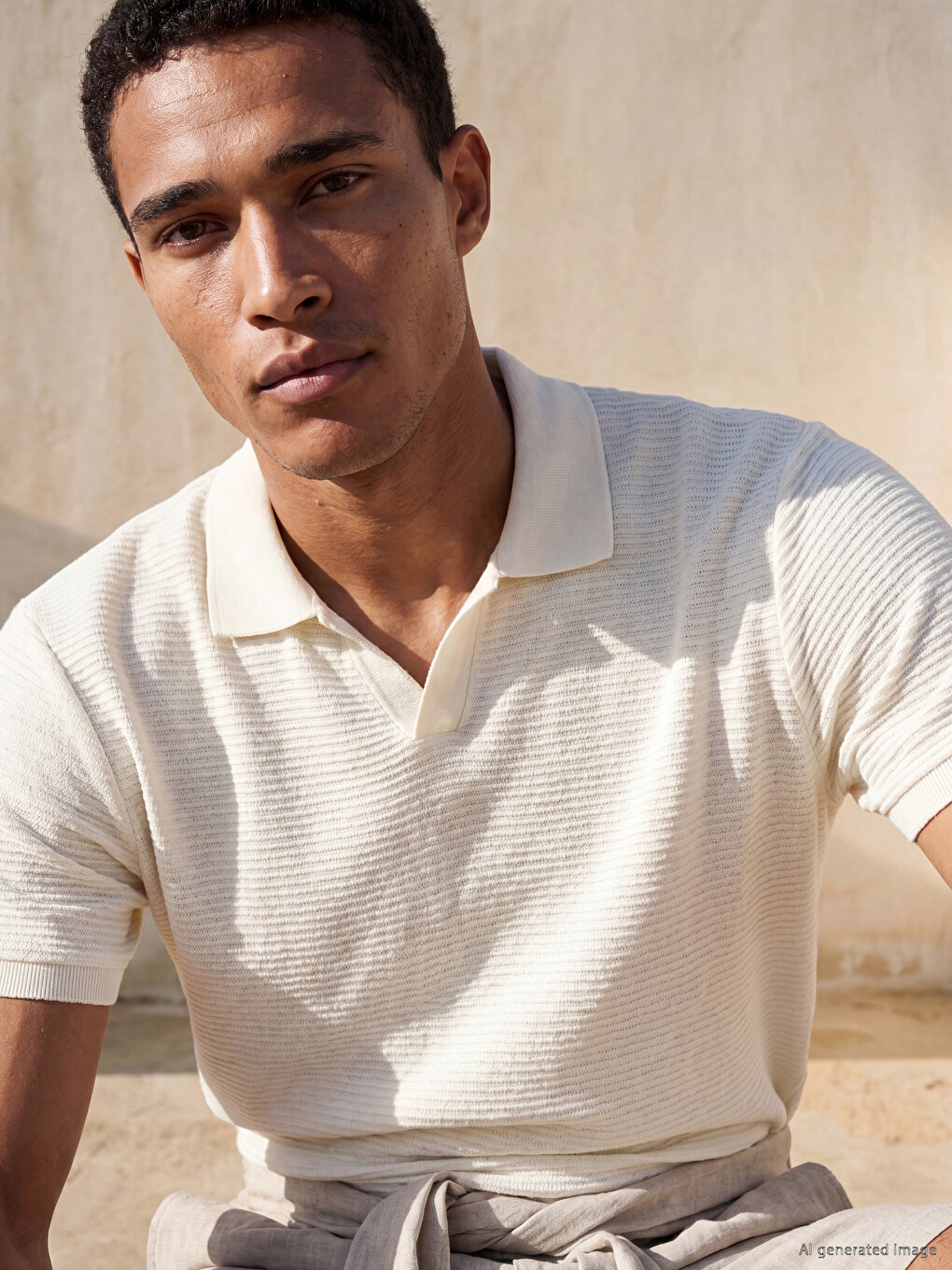 Polo Collar Men's Knitwear T-shirt