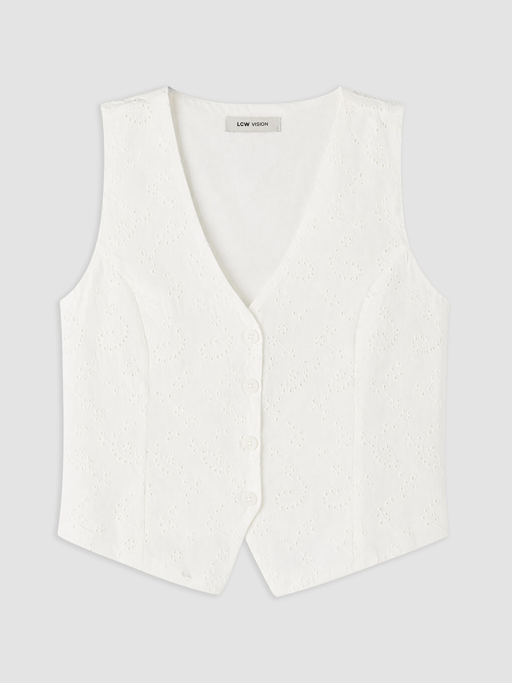 V Neck Broderie Women's Classic Waistcoat