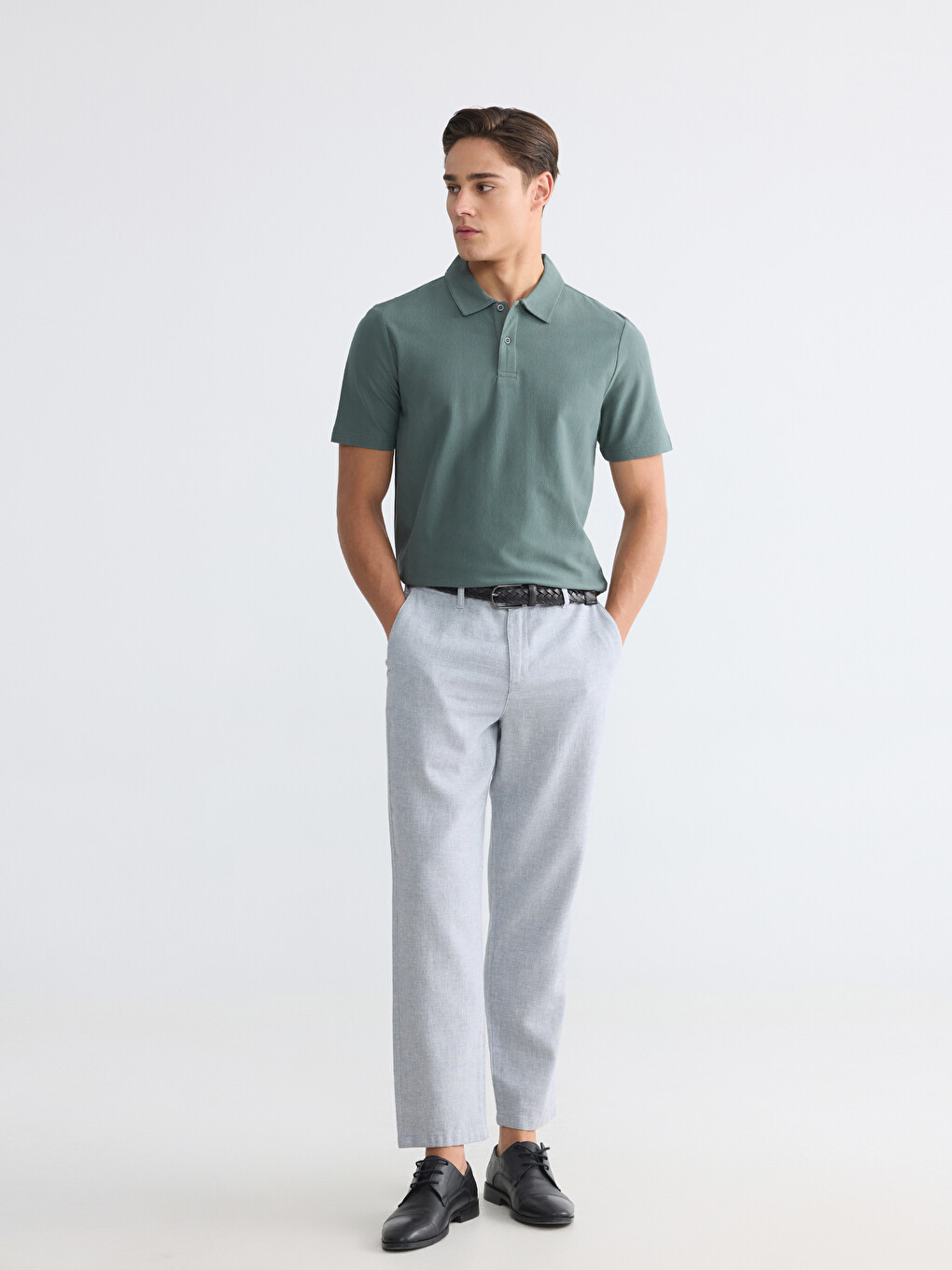 Polo Collar 100% Cotton Men's T-Shirt-1