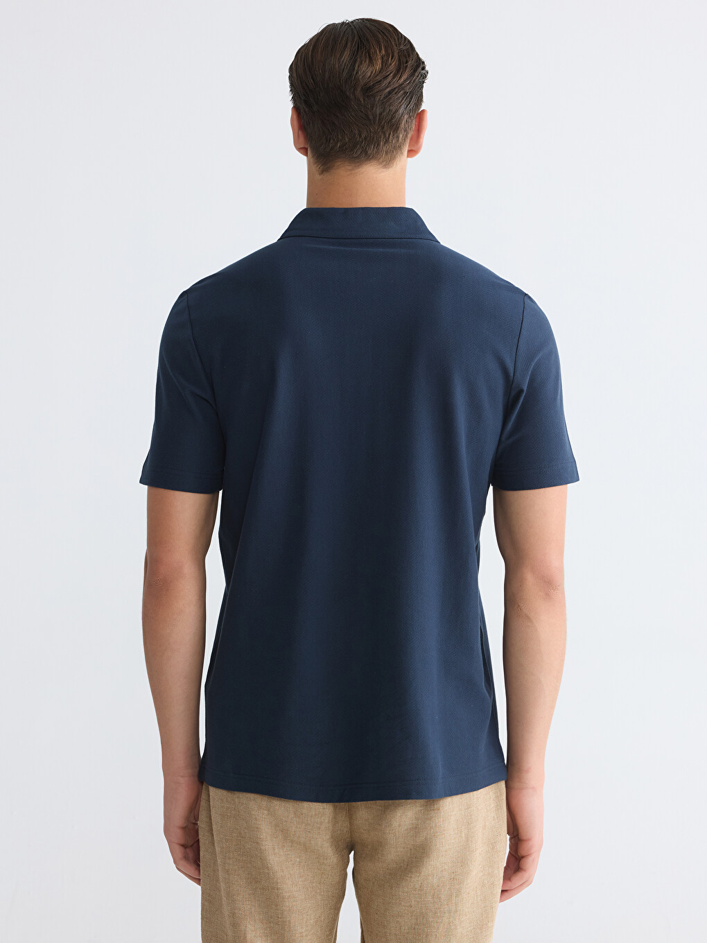 Polo Collar 100% Cotton Men's T-Shirt-3