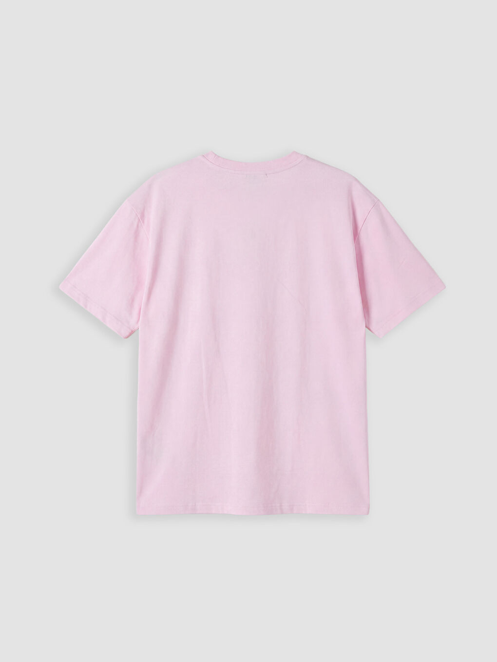 Pembe Bisiklet Yaka Nakışlı Kadın Tişört-1