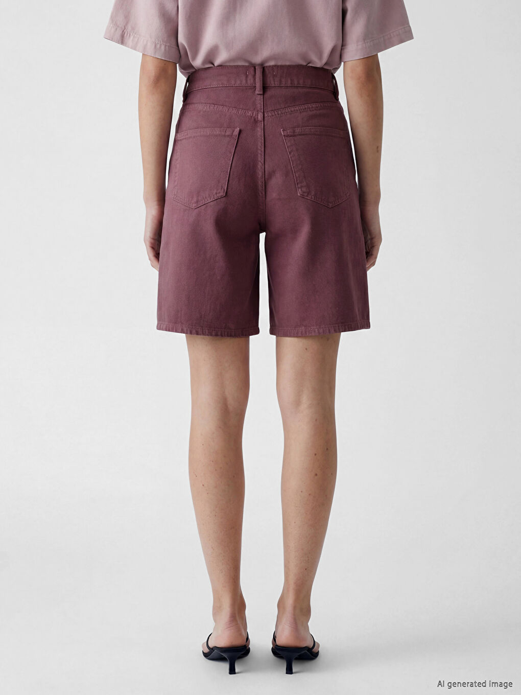 Pembe Bermuda Fit Kadın Jean Şort-3