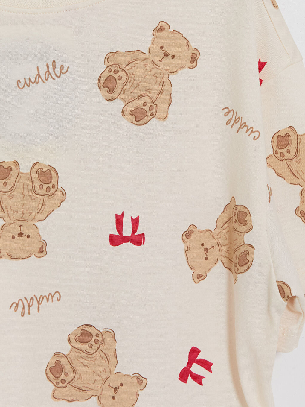 Pembe Baskılı Kız Çocuk Kaprili Pijama Takımı-5