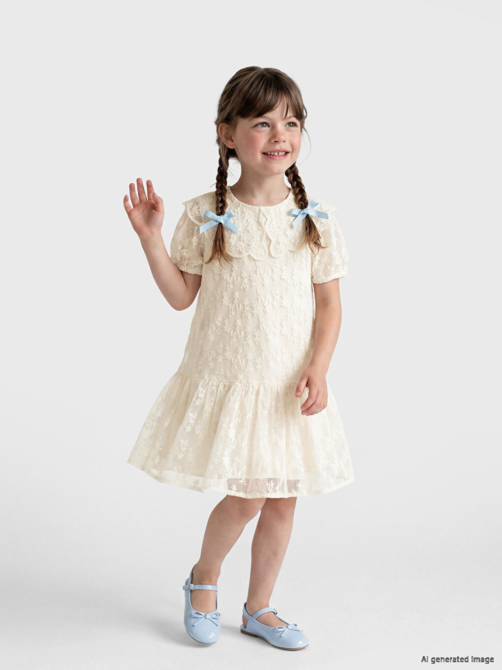 Peter Pan Collar Girls' Lace Dress