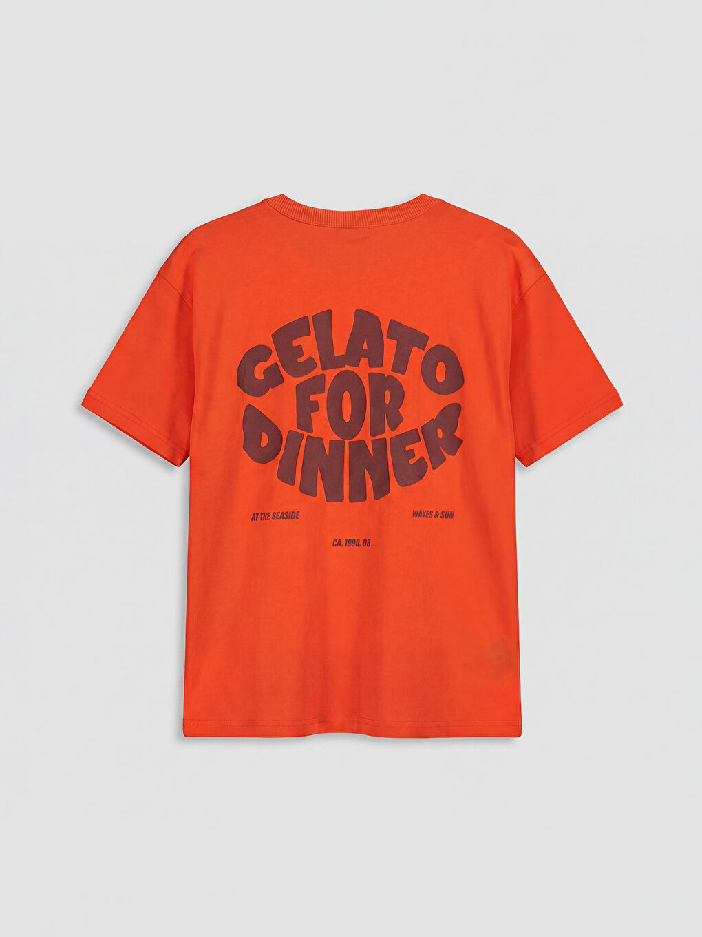 Turuncu Bisiklet Yaka Baskılı Erkek Çocuk Tişört-1