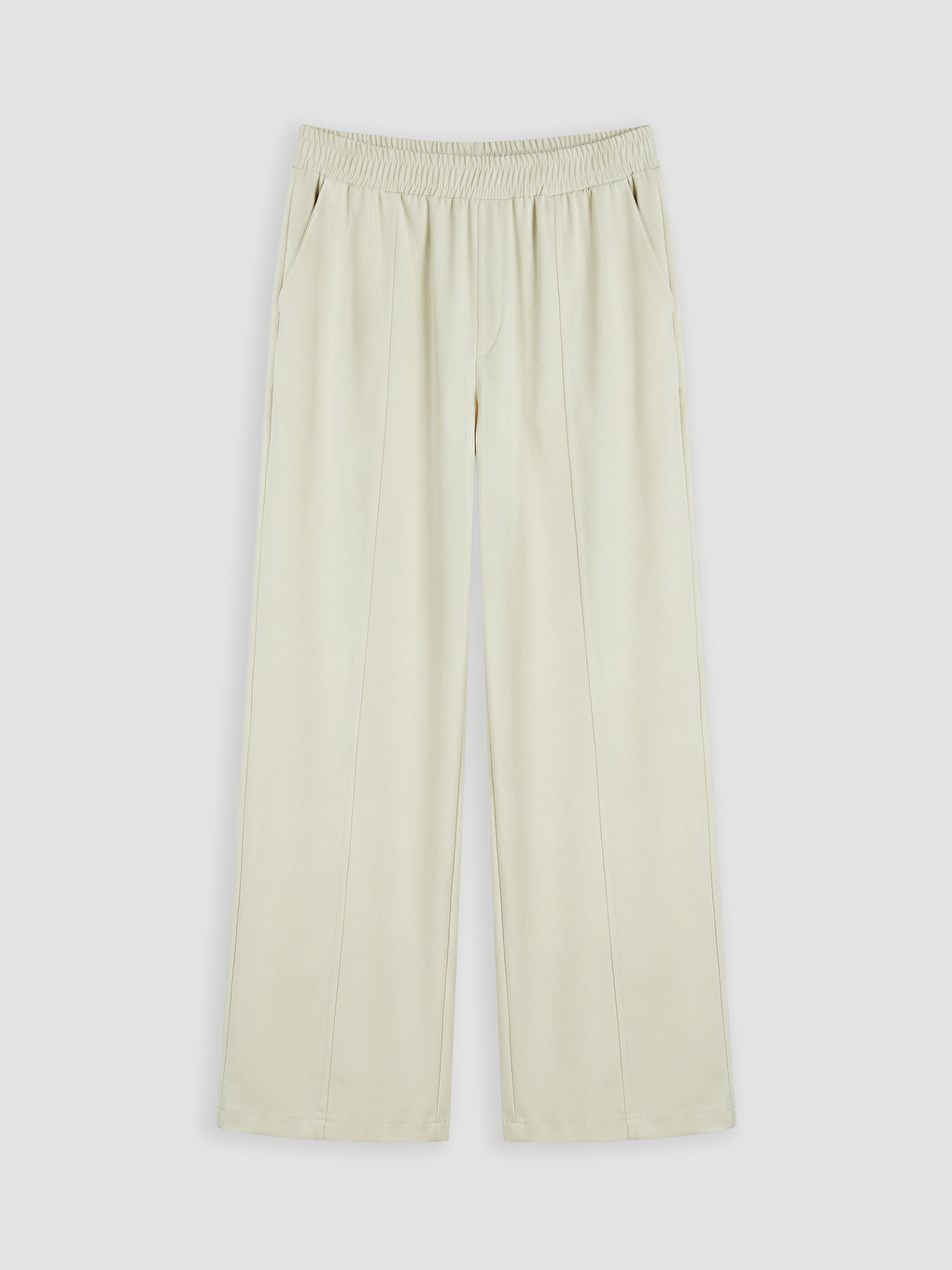 Ekru Beli Lastikli Poplin Kadın Pantolon