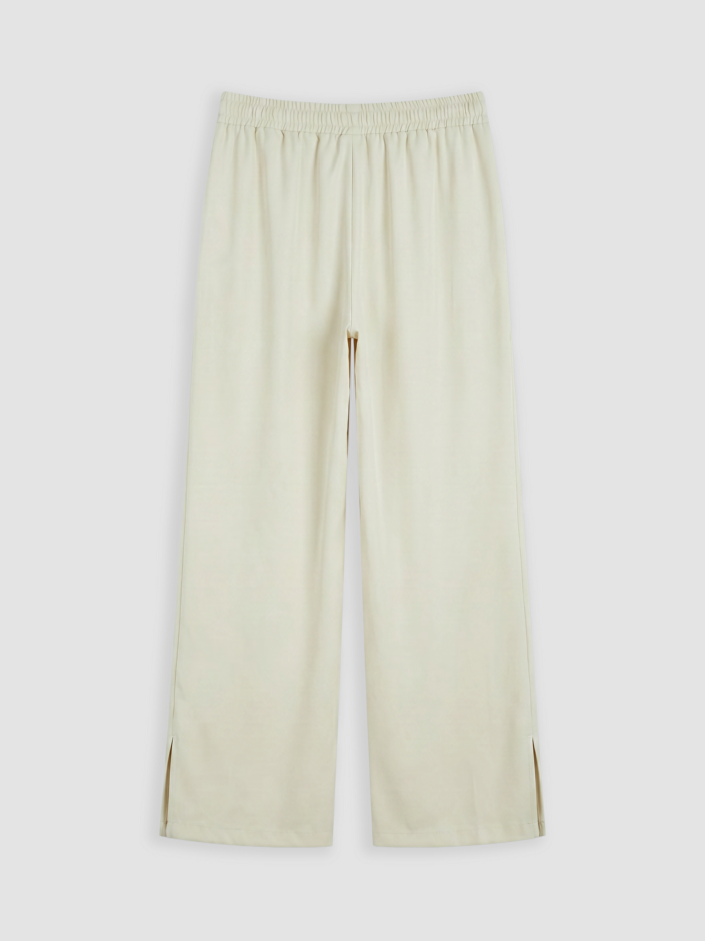 Ekru Beli Lastikli Poplin Kadın Pantolon-1