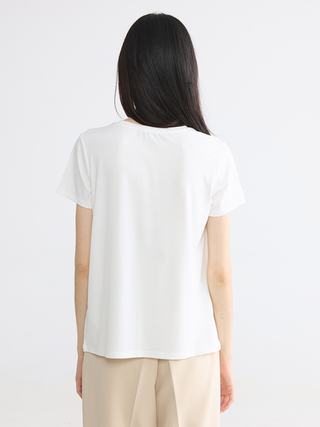 Crew Neck Printed Women's T-Shirt-3