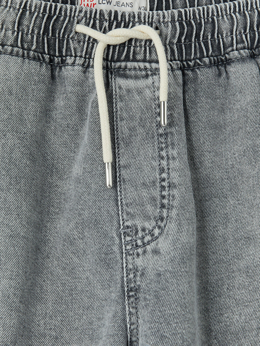 Gri Loose Fit Erkek Jean Şort-1