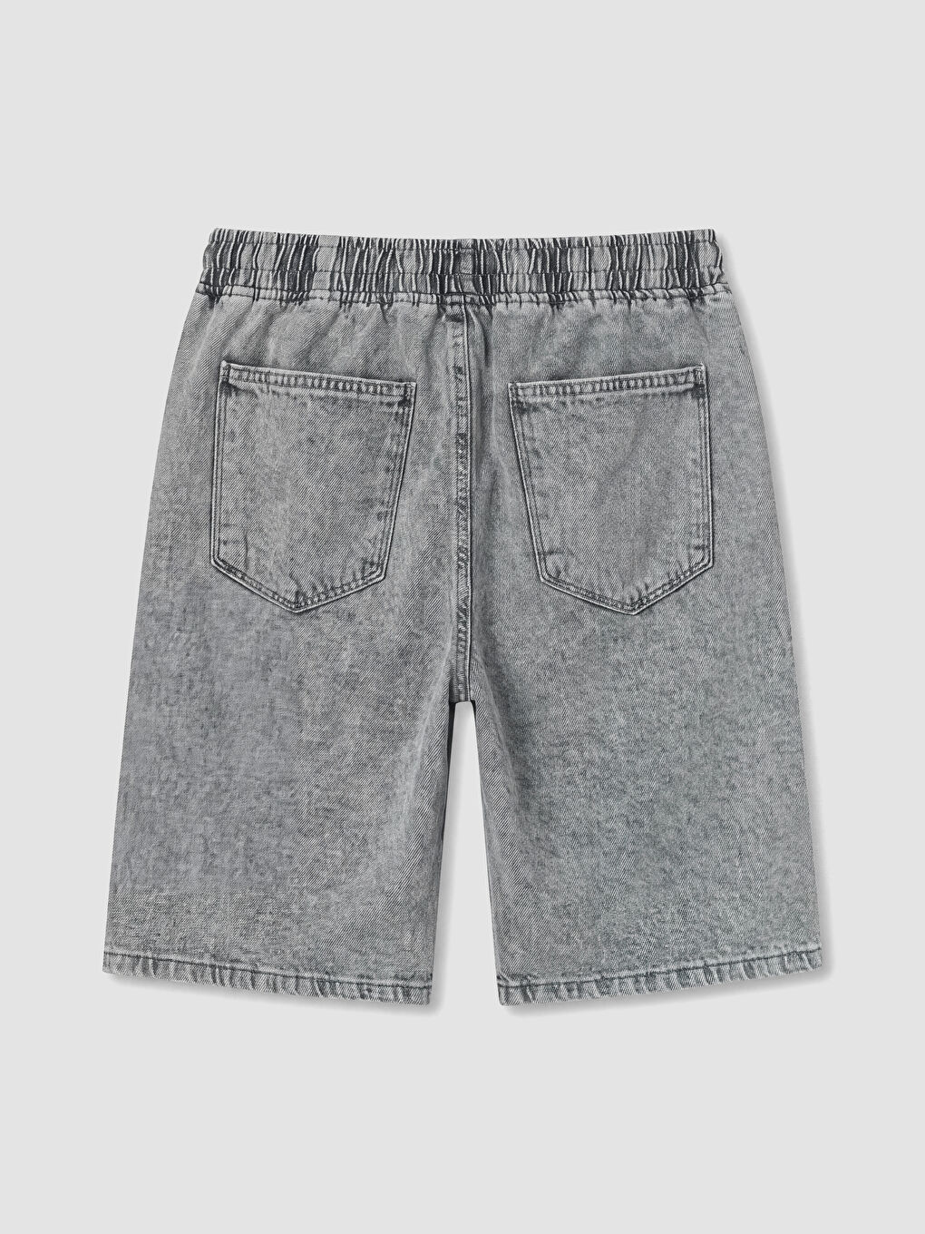 Gri Loose Fit Erkek Jean Şort-2