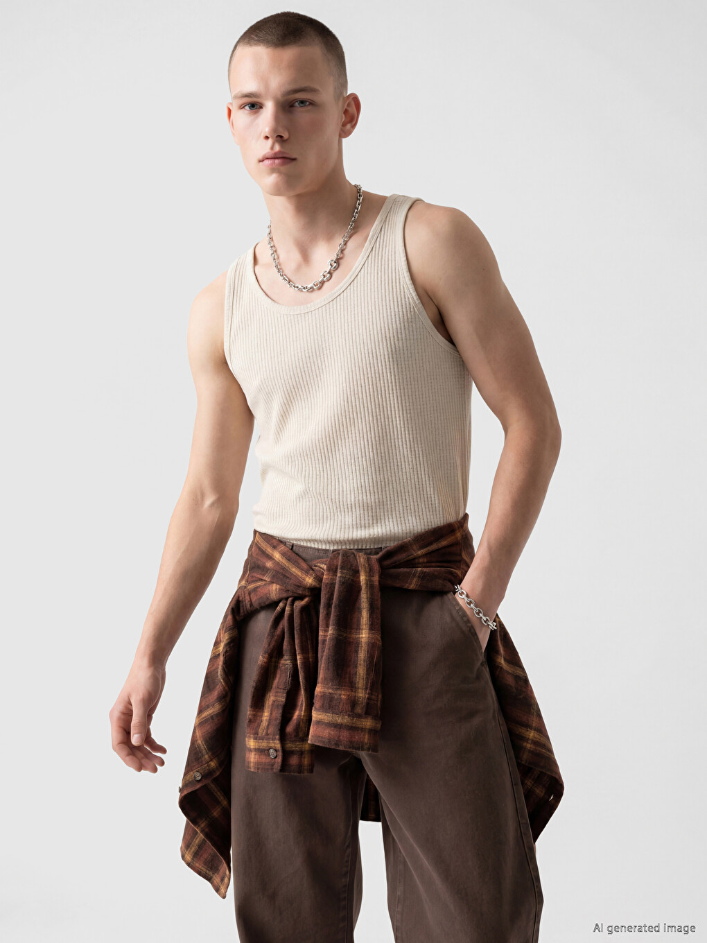Crew Neck Ribbed Men's Sleeveless T-shirt