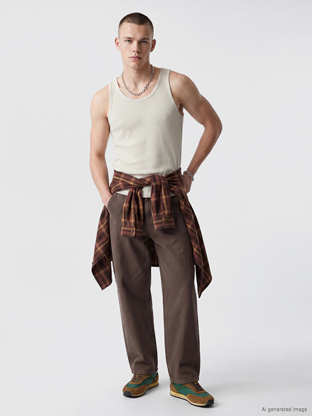 Crew Neck Ribbed Men's Sleeveless T-shirt-1