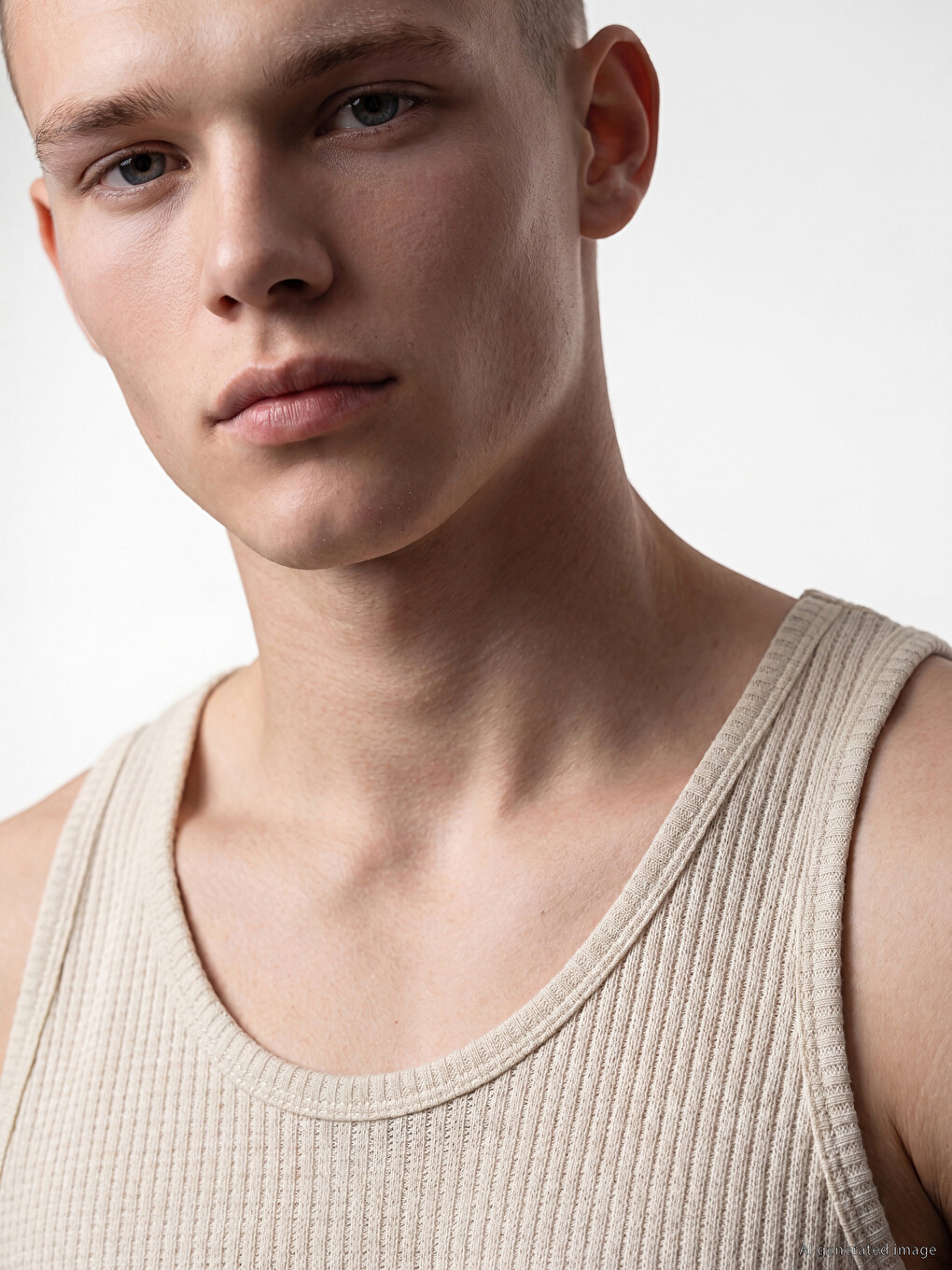 Crew Neck Ribbed Men's Sleeveless T-shirt-2