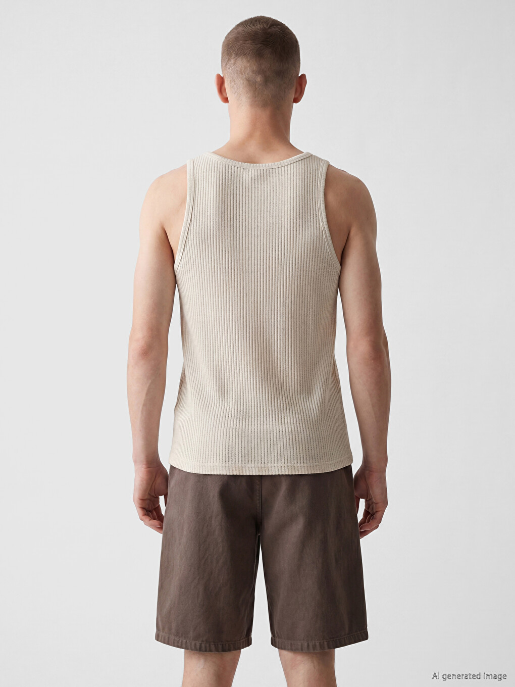 Crew Neck Ribbed Men's Sleeveless T-shirt-3