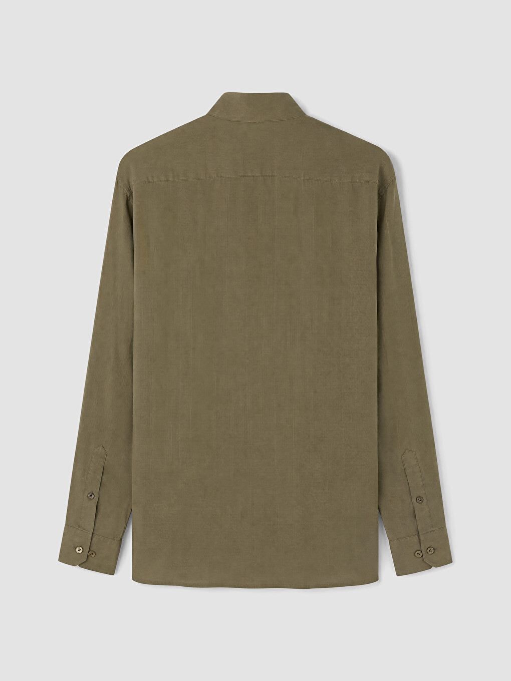 Haki Regular Fit %100 Keten Erkek Gömlek-2