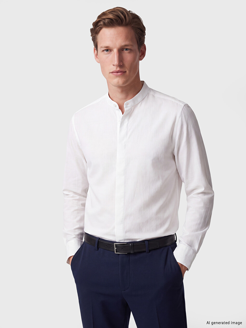 Beyaz Regular Fit %100 Keten Erkek Gömlek