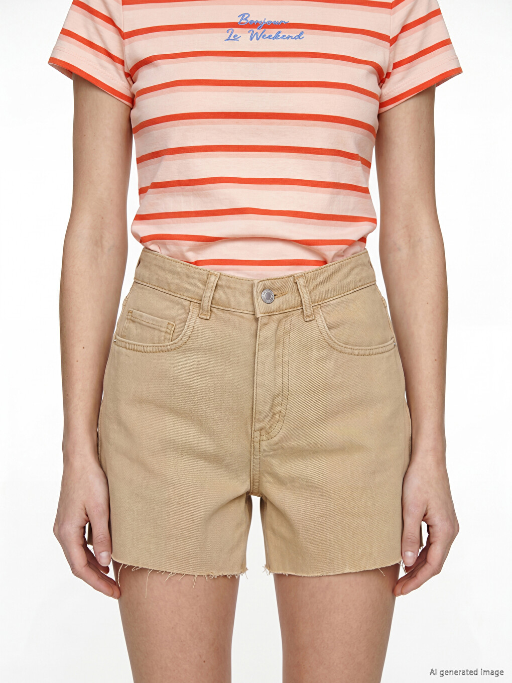 High Waist Women's Denim Shorts-2