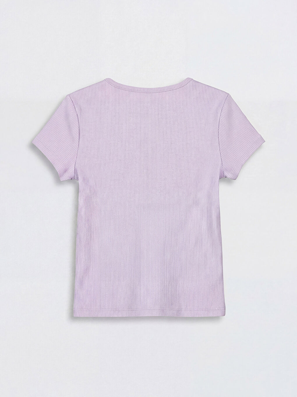 Lila Hello Kitty Taşlı Kız Çocuk Fitilli Tişört-1