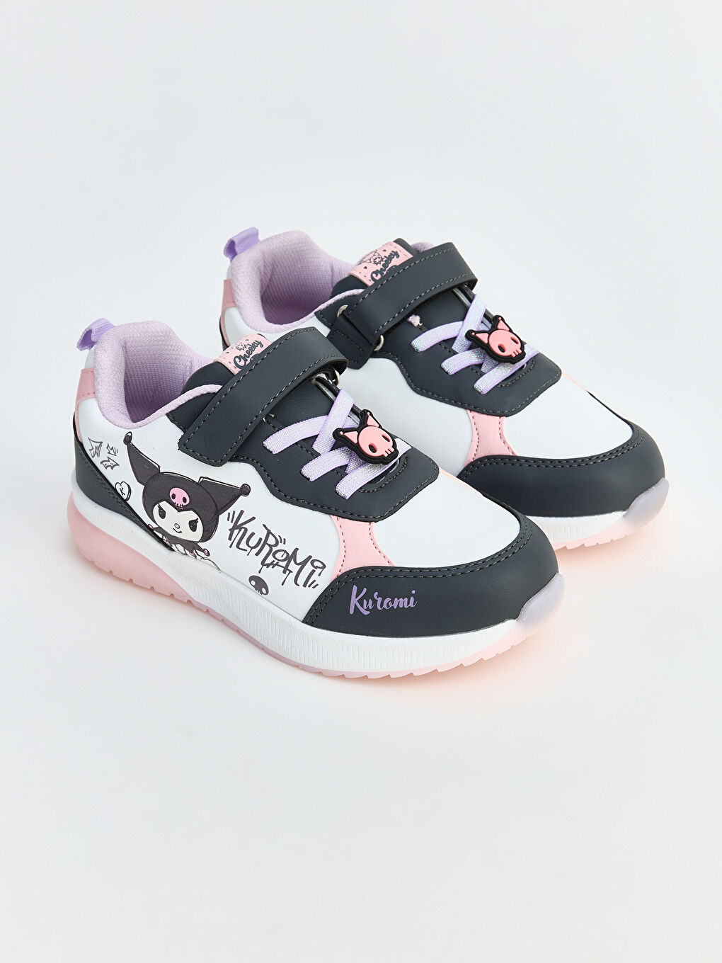 Antrasit Kuromi Baskılı Işıklı Kız Çocuk Spor Ayakkabı-1