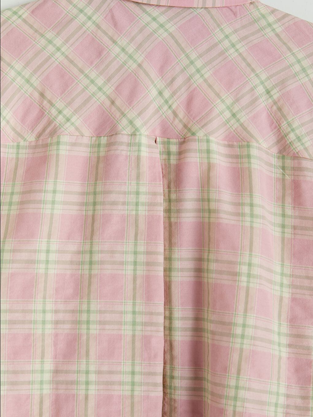 Pembe Ekose Oversize Kadın Gömlek-3