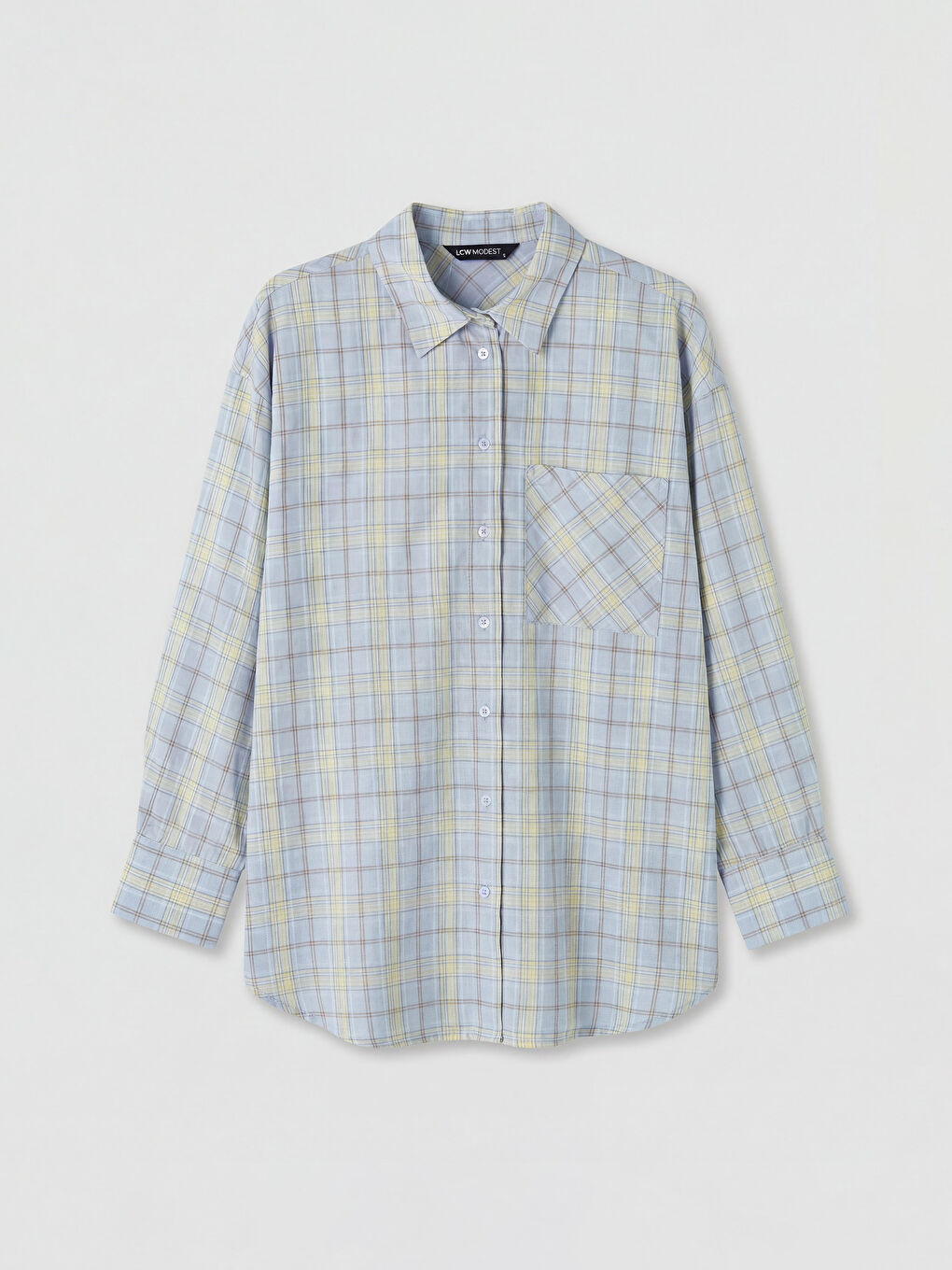 Sarı Ekose Oversize Kadın Gömlek