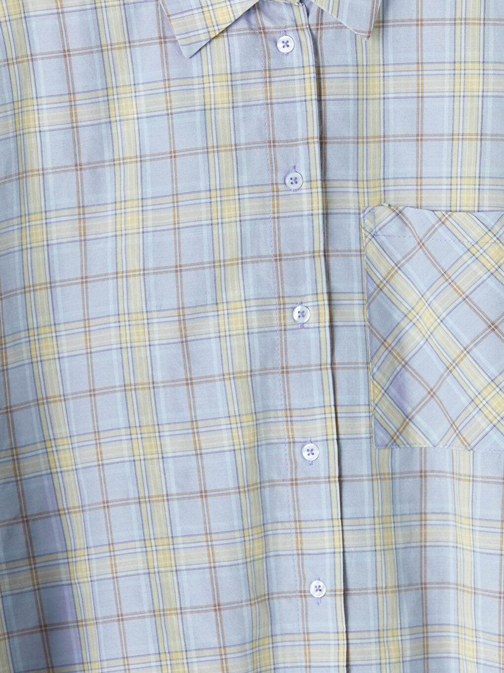 Sarı Ekose Oversize Kadın Gömlek-2