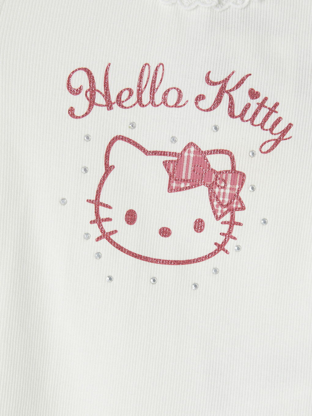 Beyaz Hello Kitty Baskılı Kız Çocuk Tişört-1