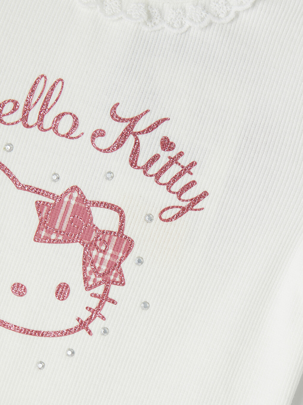Beyaz Hello Kitty Baskılı Kız Çocuk Tişört-3