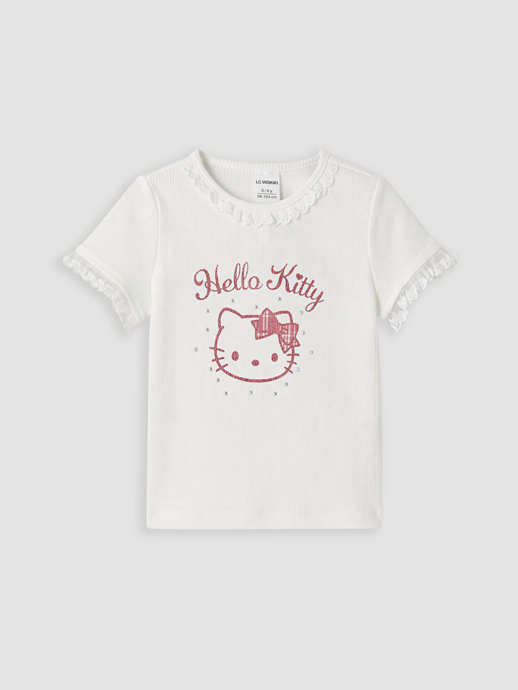 Beyaz Hello Kitty Baskılı Kız Çocuk Tişört