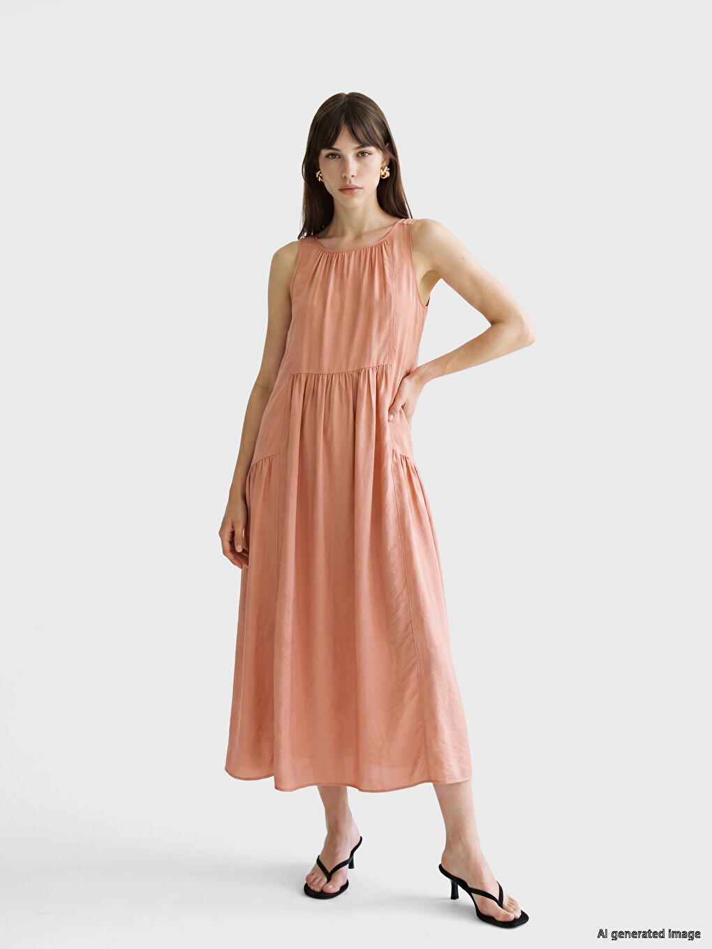 Ruched A-Line Modal Blend Dress-1