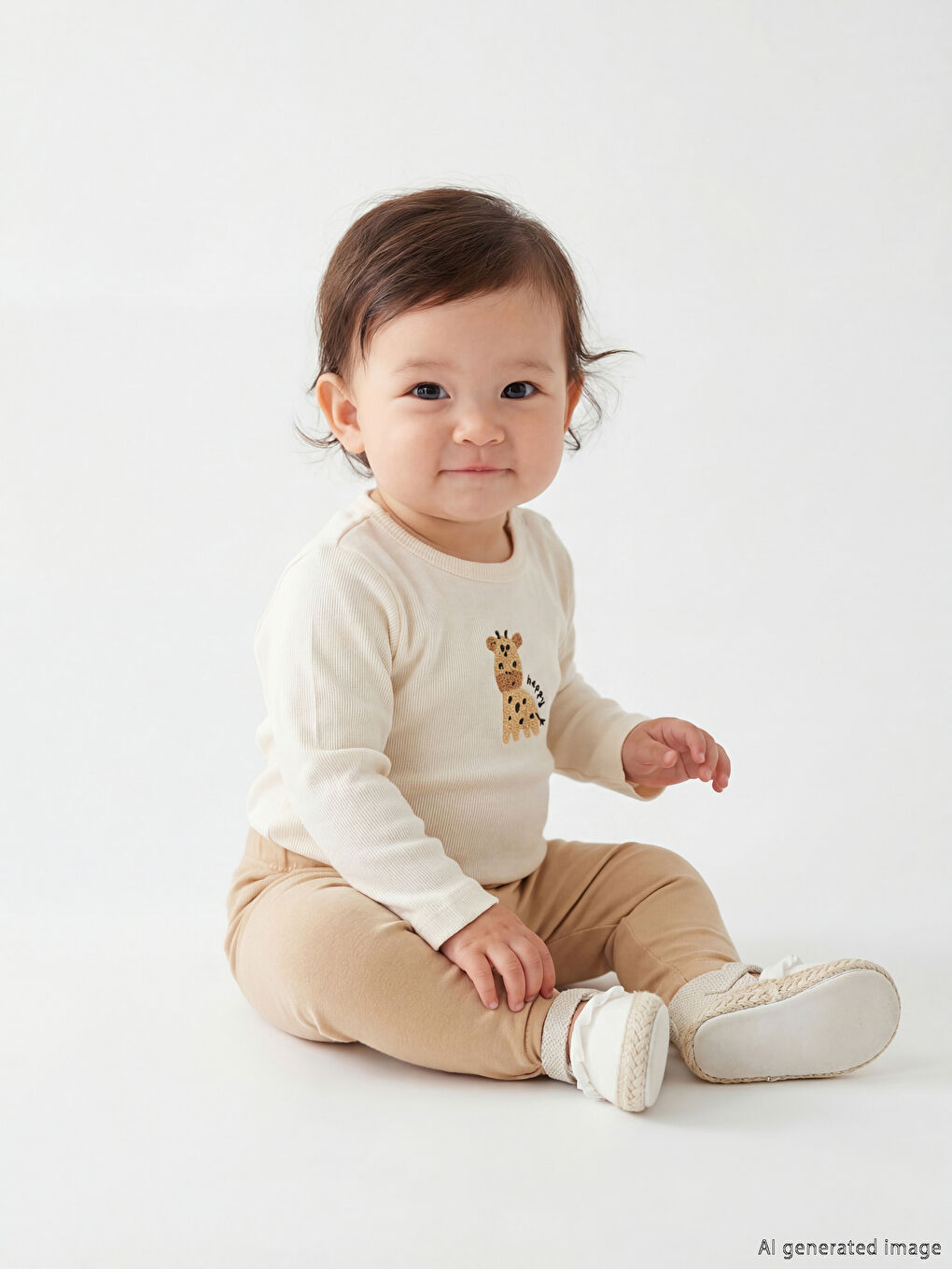 Ekru Erkek Bebek Çıtçıtlı Body ve Patikli Alt