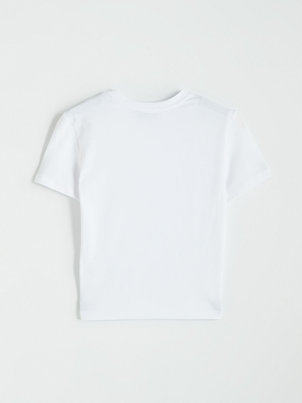 Beyaz Bisiklet Yaka Kadın Tişört-5