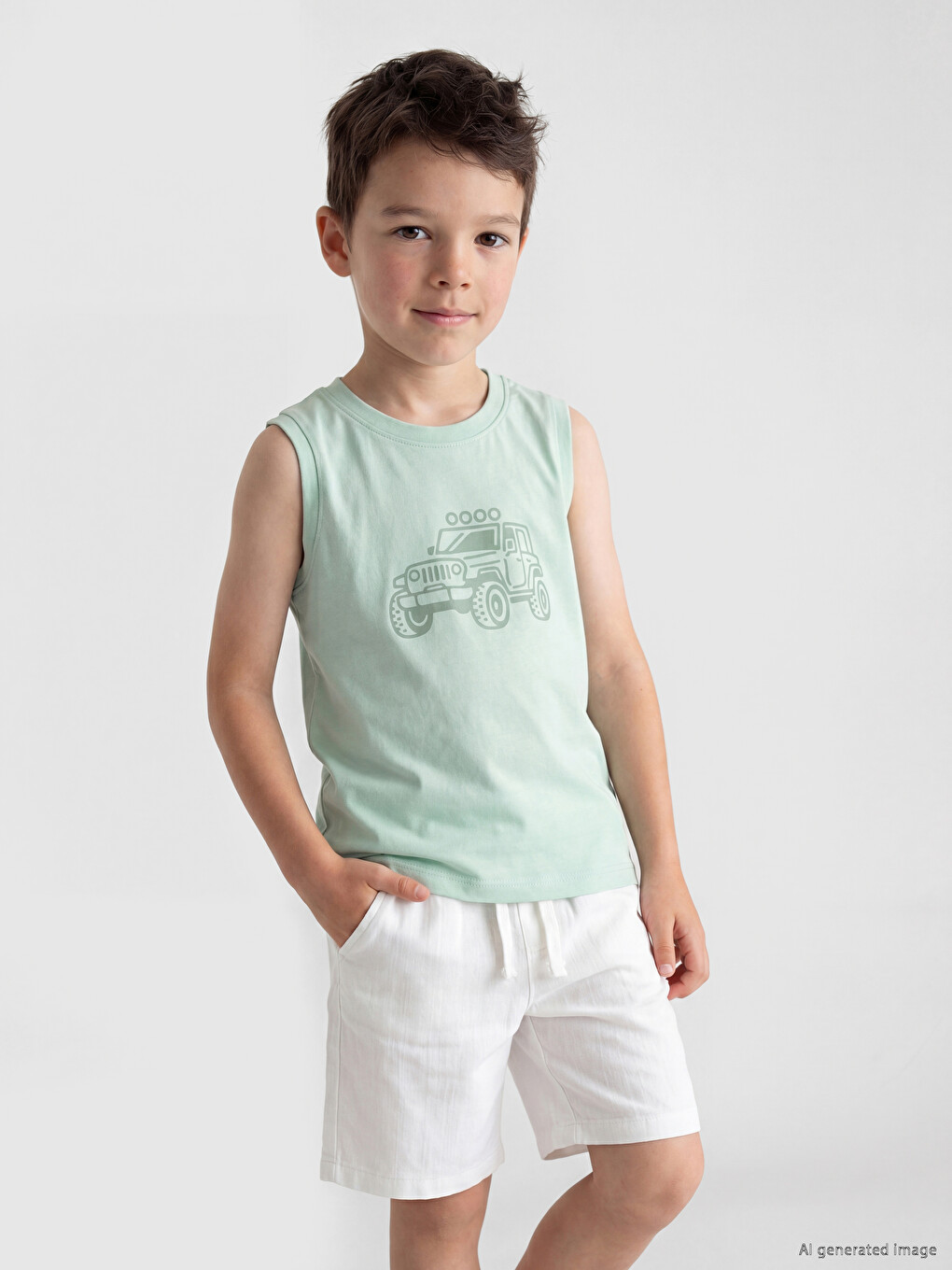 Car Printed Boys' Tank Top