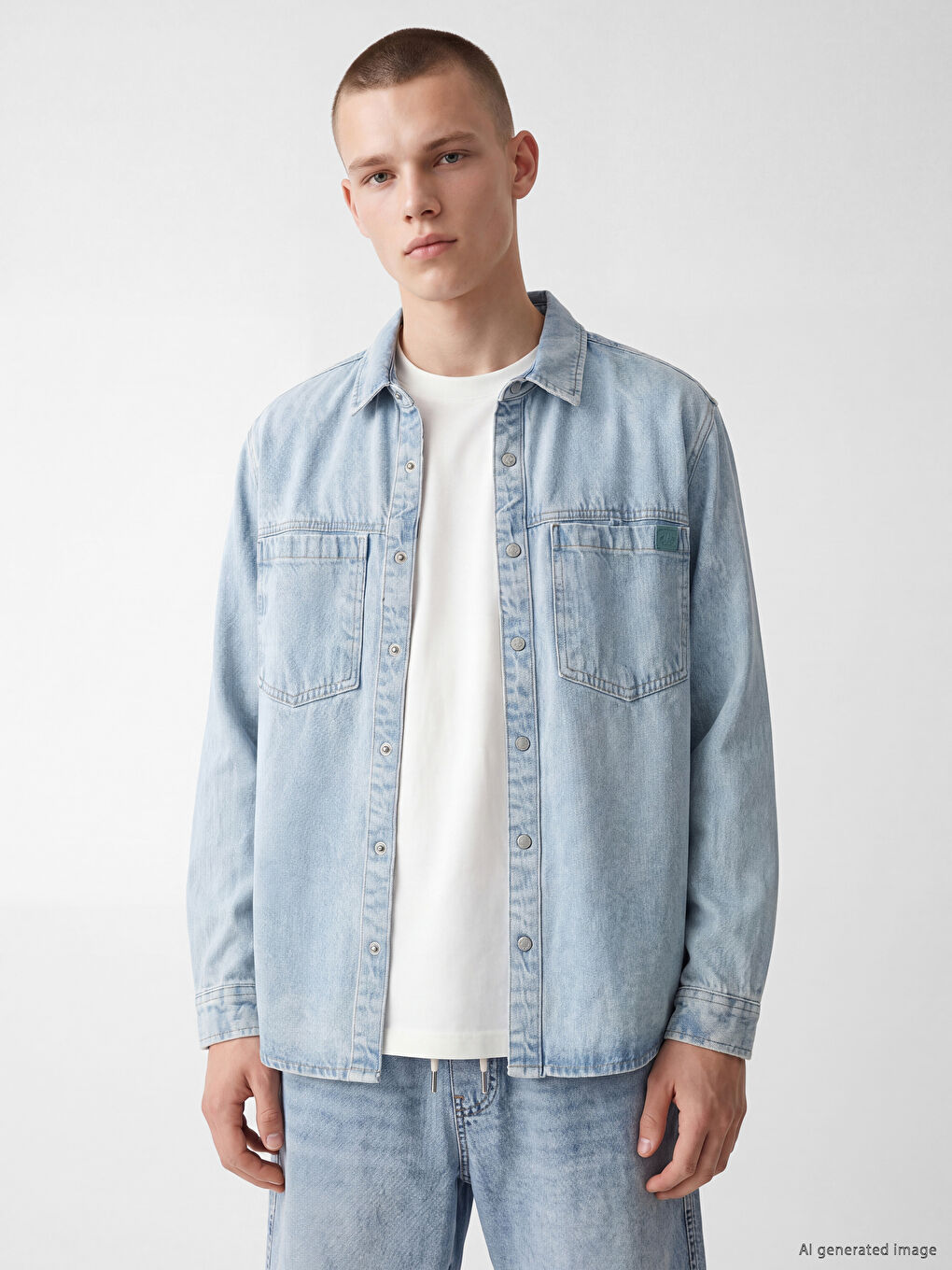 İndigo Loose Fit Erkek Jean Gömlek
