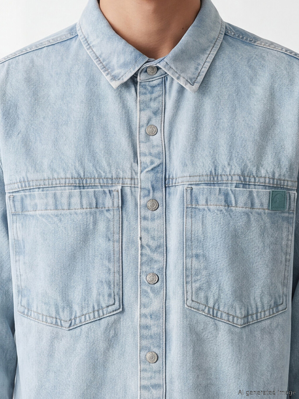 Loose Fit Men's Jean Shirt-2