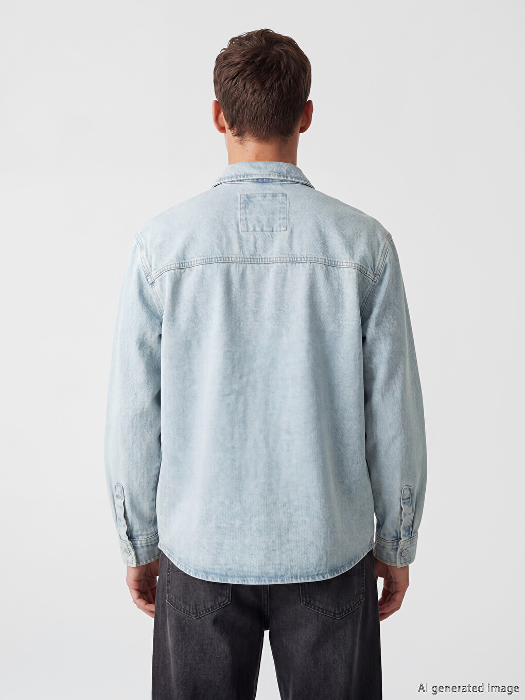 Loose Fit Men's Jean Shirt-3