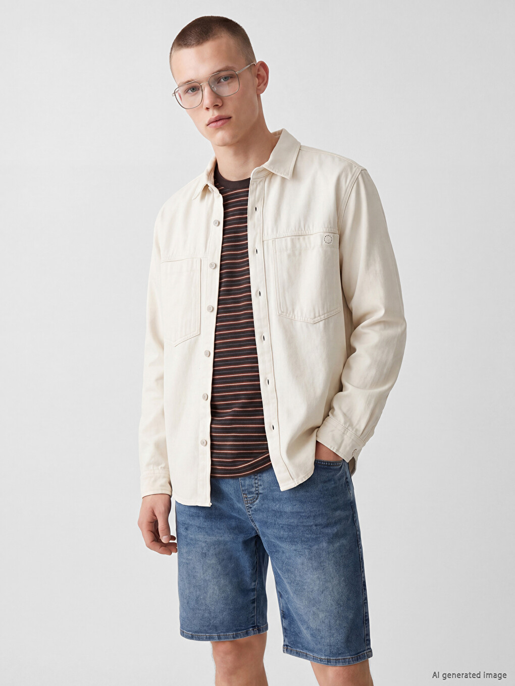 Loose Fit Men's Jean Shirt-1