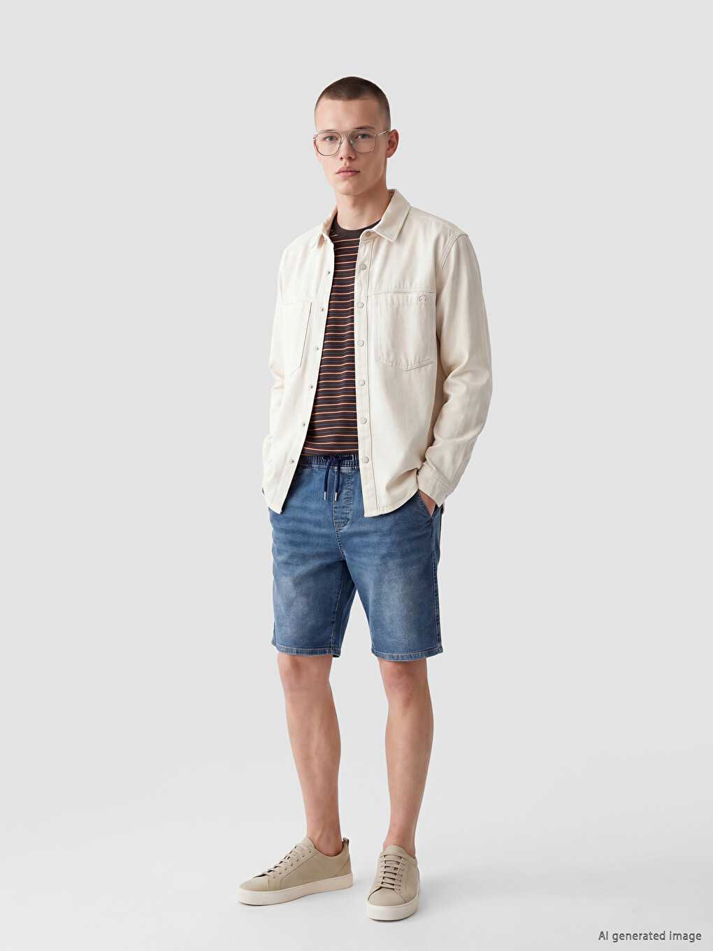 Loose Fit Men's Jean Shirt-2