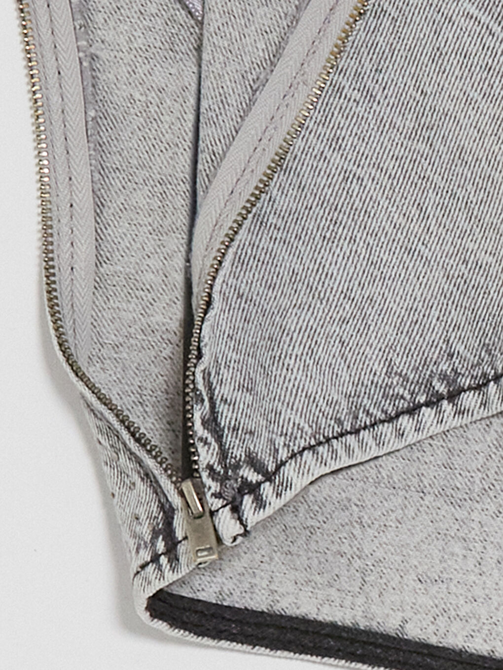 Gri Straplez Yaka Taşlı Crop Jean Bluz-3