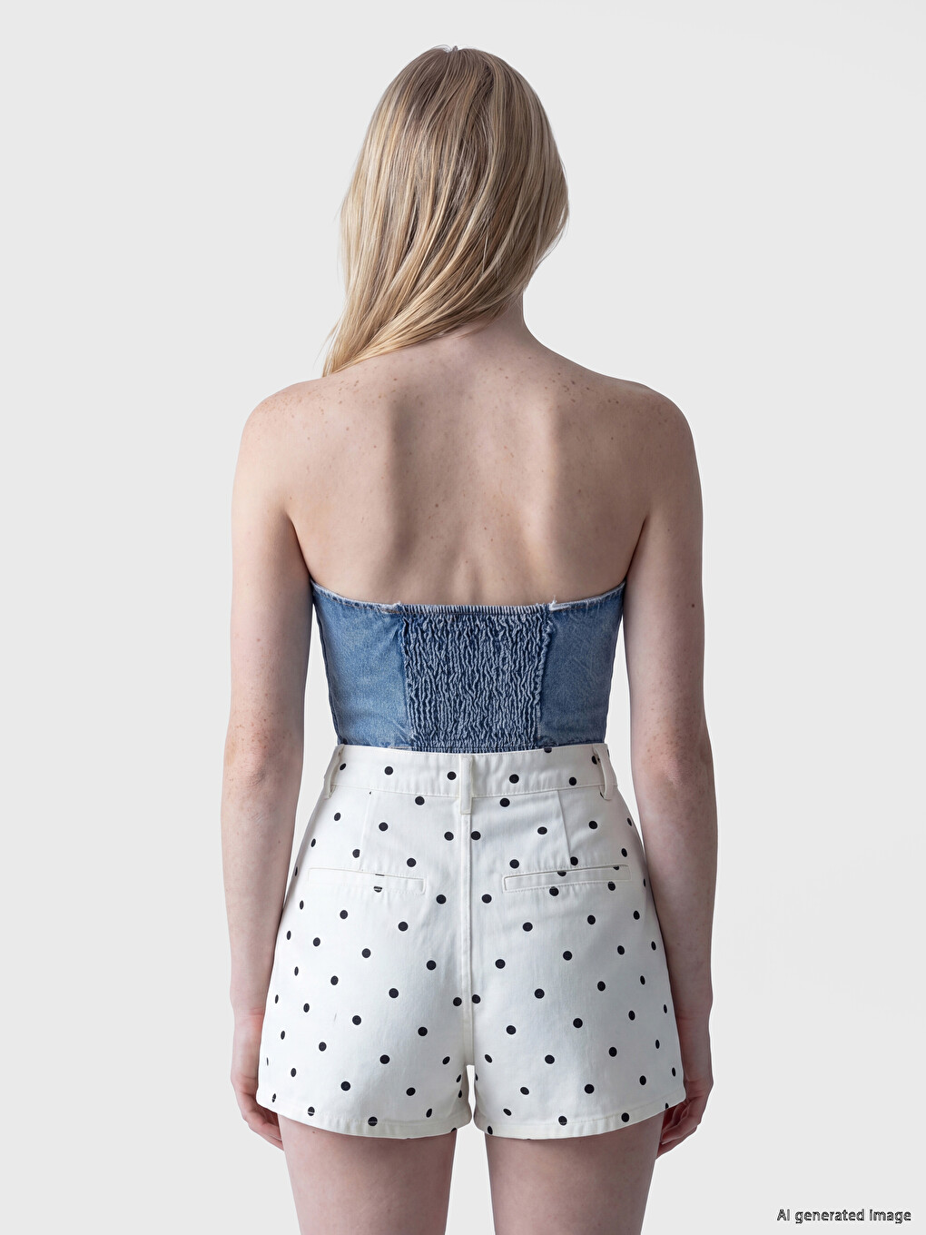Teksas bluza bez bretela ukrašena cirkonima, kratka, uskog kroja-2
