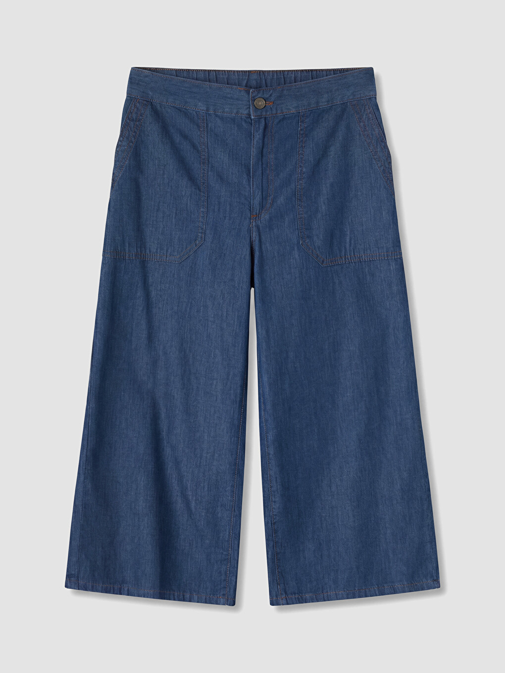 Siyah Regular Fit Geniş Paça Kadın Jean Kapri