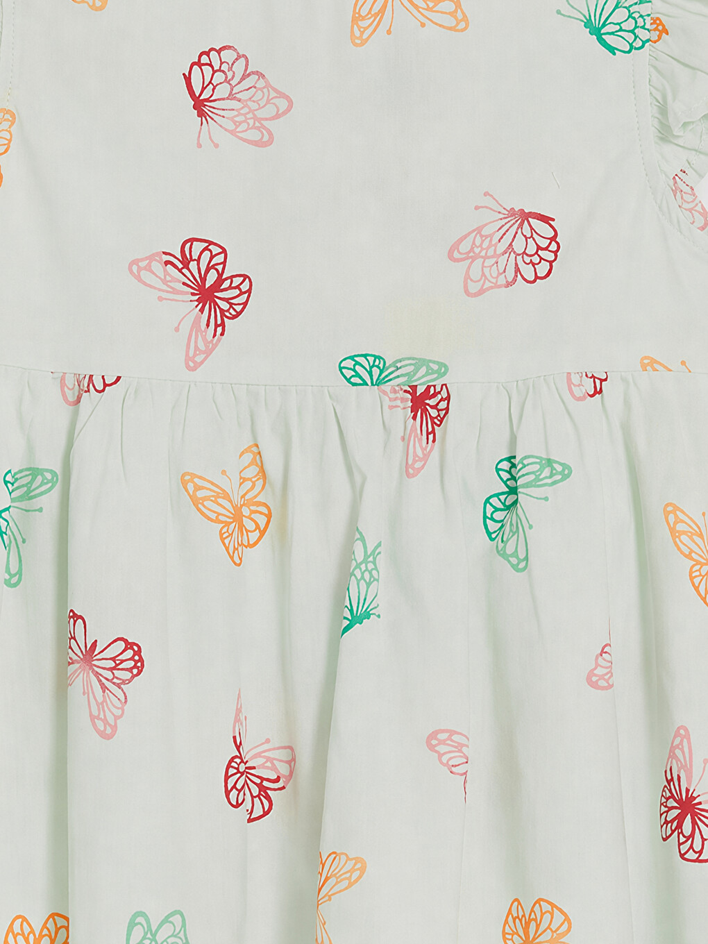 Crew Neck Butterfly Printed Girls' Linen Dress-2