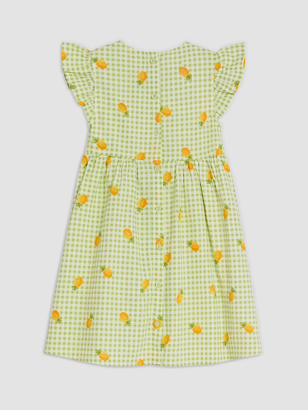 Crew Neck Pineapple Printed Girls' Linen Dress-1