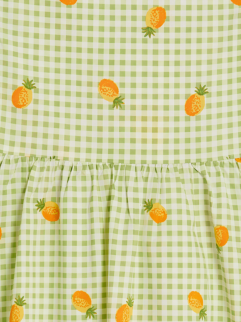 Crew Neck Pineapple Printed Girls' Linen Dress-2