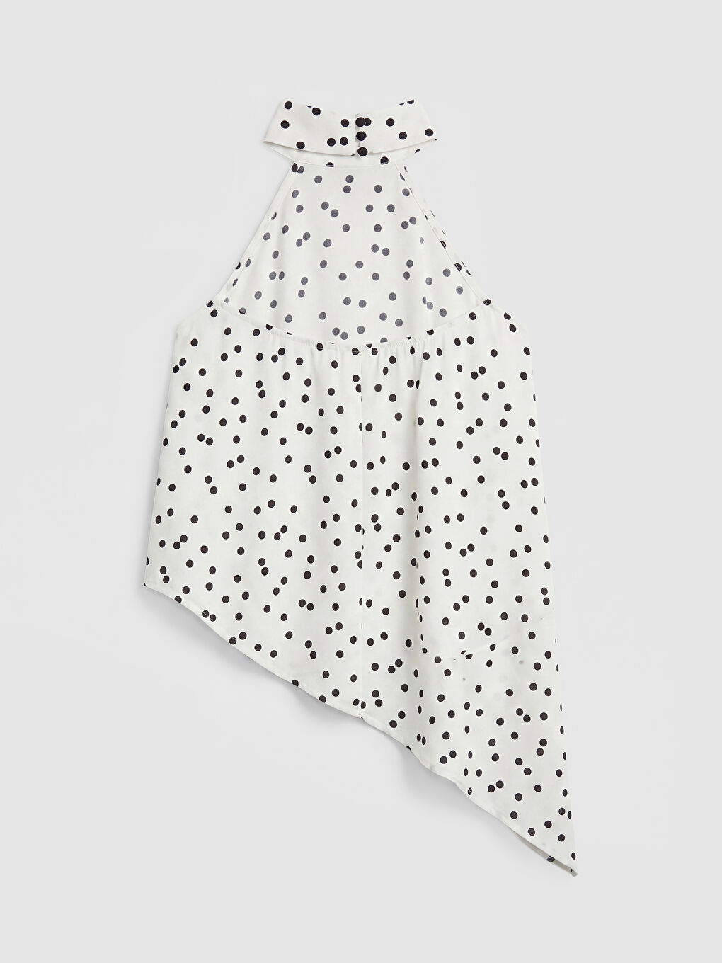 Beyaz Halter Yaka Puantiyeli Saten Bluz-5